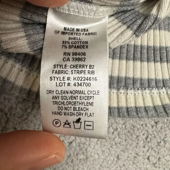 Theory Ribbed Knit Bodycon Midi Dress Womens XSP Gray White Striped Crew Neck - Picture 7 of 14